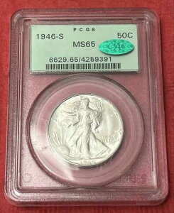 ???1946- S �E�H�[�L���O ���o�e�B �n�[�t �_���[ PCGS MS65 - OGH BLAST WHITE CAC GEM!!!???