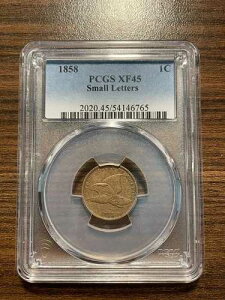 1858-P �������t���C���O�C�[�O���y�j�[�Z���g 1C PCGS �G�N�X�g���t�@�C�� 45 XF 45