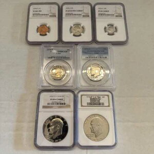 1976�N �v���[�t�Z�b�g 7���Z�b�g PCGS NGC PF 69 T1 & T2 �N���b�h �A�C�[���n���[ �h��