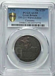 1792�N PCGS�F�� AU55 �p�� D&H-231 Tk 1/2D �E�H���b�N�V���[ �R�x���g���[