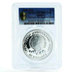 �W���}�C�J 10�h�� �J���u�J����s PR70 PCGS �V���o�[�R�C�� 1980�N
