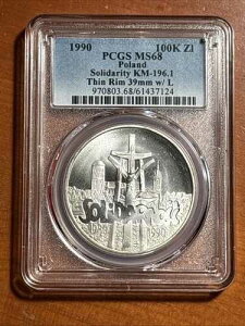 1990�N �|�[�����h 10���Y�E�H�e�B�` �\���_���e�B PCGS MS68 KM-196.1 �����V���o�[