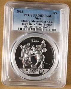 2018�N �j�E�G�� 2�I���X �V���o�[ 5�h�� �~�b�L�[�}�E�X 90���N�L�O PCGS PR70DCAM