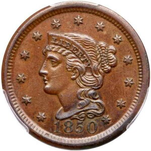 1850 N-3 R-1 PCGS AU 55 �҂ݍ��݃w�A ���[�W�Z���g�R�C�� 1�Z���g