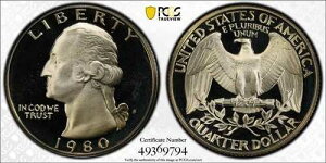 1980�N S ���V���g�� �N�H�[�^�[ PCGS PR 68 DCAM �����ʃv���[�t �f���炵��