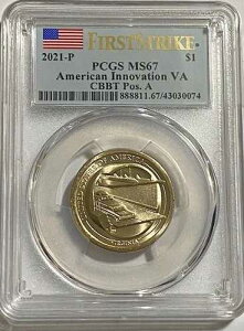 2021 P A $1 VA �A�����J���E�C�m�x�[�V�����E�h�� �x�C�u���b�W PCGS MS67 �t�@�[�X�g�X�g���C�N