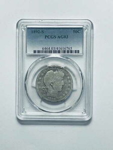 1892-S �o�[�o�[ �n�[�t�_���[ PCGS AG03