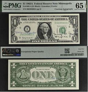 1963�NA 1�h���A�M������s�� - PMG 65EPQ - �O���i�n/�t�@�E���[�̃T�C����