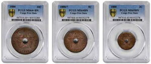 �R���S���R���A2�A5�A10�T���`�[���A1888�N - PCGS MS 65 & 64 BN ( ST1C )�A��