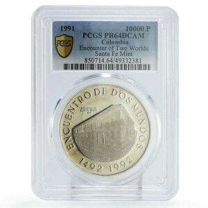 �R�����r�A 10,000�y�\ ��̐��E�̏o� �T���^�t�F �{�S�^ PR64 PCGS ��� 1991�N