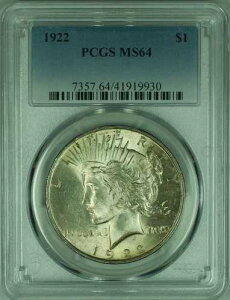 1922�N �s�[�X�V���o�[�h�� S$1 PCGS MS-64 ���C�g�g�[�� (35E)