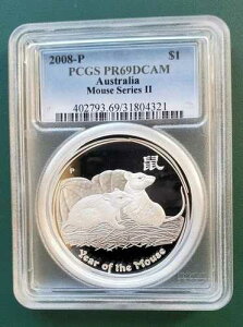 2008�N�I�[�X�g�����A �l�Y�~�N 1�I���X �V���o�[ �v���[�t �R�C�� PCGS PR 69 �f�B�[�v �J���I!