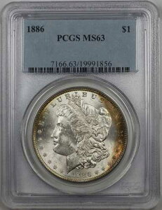 1886�N �����K����� 1�h���d�� PCGS ���C�g�g�[�� MS-63 (BR-19 D)