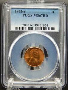 1952-S PCGS MS67 RD RED �����J�[���E�B�[�g�o�b�N �Z���g #BT-39
