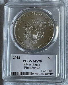 2018 �V���o�[�C�[�O�� PCGS MS70 �g�[�}�X�E�N���[�u�����h���M�T�C������ �t�@�[�X�g�E�X�g���C�N�E�t���[�_���E���x��