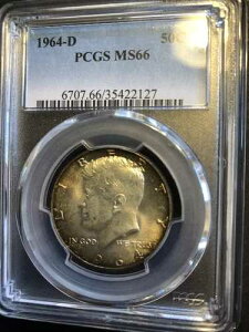 1964D DDOKennedy Silver Half Dollar PCGS Ms-66 ���Ӓ�B���̃O���[�h�ł͊󏭕i�B