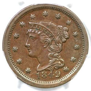 1849 N-16 R-5 PCGS AU 58 �҂ݍ��݃w�A ���[�W�Z���g�R�C�� 1�Z���g