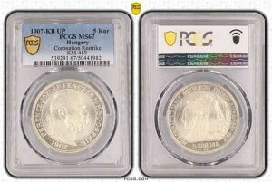�R�C�� �I�[�X�g���A���n���K���[ 5�R���i 1907 PCGS MS67 Excellent Pop 9/0 Splendor ���C�v�c�B�q