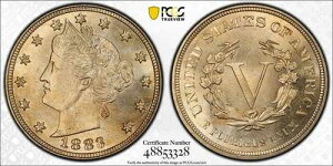1883�N PCGS MS66 �Z���g�Ȃ� ���o�e�BV �j�b�P��