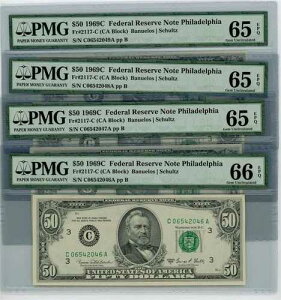 Fr. 2117-C $50 1969C �A�M������s�� 4 �A�� 65-66EPQ PMG DC-2628