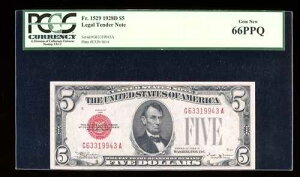 DBR 1928-D $5 ���[�K�� Fr. 1529 ���B���\���W�F�� GA �u���b�N PCGS 66 PPQ �V���A�� G63319943A