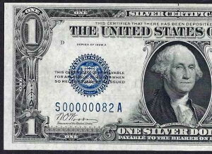????1928A $1 SC ���ɒႢ S/N ??S00000082A?? PCGS ���ɗǂ��V�i 64 PPQ �f���炵��!