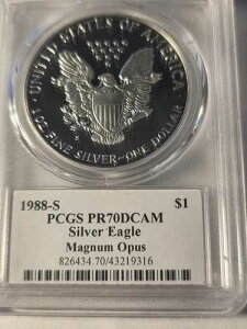 1988-S PCGS PF 70 �f�B�[�v�J�� �A�����J�� �V���o�[ �C�[�O�� �}�[�J���e�B �}�O�i�� �I�[�p�X 1�I���X 1
