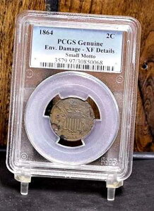 1864�N 2�Z���g�d�� - �����ȃ��b�g�[ - PCGS XF �ڍׁA�O���_���[�W���� (#60068-L)