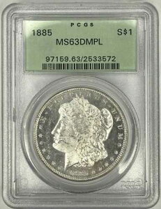 1885�N P �����K�� �V���o�[ �_���[ $1 PCGS MS63 DMPL ??BLAST WHITE IN OGH - �f���炵��??