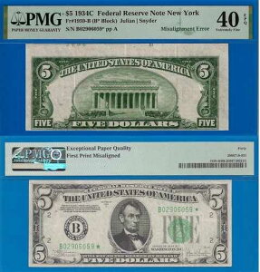 1934C 5�h���A�M������s�� PMG 40EPQ �ʒu����G���[ �� Fr 1959-B