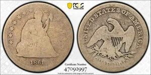 1861�N S ���Ȏ��R�̏��_ 25�Z���g PCGS AG03 �I���W�i�� �� ���t 2878