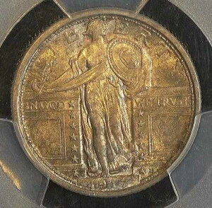 �S�[�W���X�� 1917 �N 25 �Z���g �X�^���f�B���O ���o�e�B �N�H�[�^�[ �^�C�v 1 PCGS MS 62 FH �t���w�b�h �g�[��!