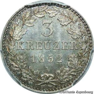 E0407 �� �h�C�c �z�[�G���c�H������ �v���C�Z�� 3�N���C�c�@�[ 1852 A PCGS PR65 �v���[�t