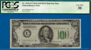 1934�N $100 FRN ���b�`�����h�X�^�[ PCGS 30 �� 6�̂ݒm���Ă��郊�b�`�����h�X�^�[ Fr 2152-E*
