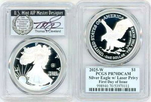 2025-W ASE ���[�U�[�v���r�[�t�� PR70DCAM PCGS FDOI T. �N���[�u�����h�̃��[�X