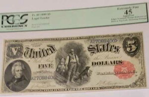 1880 PCGS EF 45 $5 �@��ʉ� Sig COMBO TILLMAN-MORGAN Fr # 80 Ser # A27088400