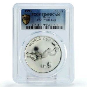 �}���^ 5 ���� �T�b�J�[���[���h�J�b�v �A�����J �S�[���L�[�p�[ PR69 PCGS ��� 1993