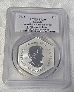 2023�N 25�h�� �J�i�_ 1�I���X �V���o�[ �X�m�[�t���[�N ���o�[�X �v���[�t PCGS PR70 FDOI �u�����g �T�C������