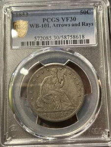 1853�N ���R�̏��_�� ���h���d�� | PCGS VF 30 | WB-101 | ARROWS & RAYS | POP 2 | LOT 22