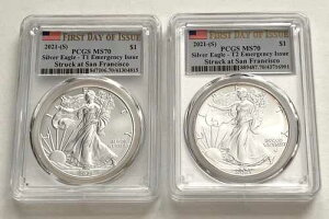 2021-(S) T-1 & T-2 2 �V���o�[�C�[�O���ً}���Y PCGS MS70 FDI�����x��