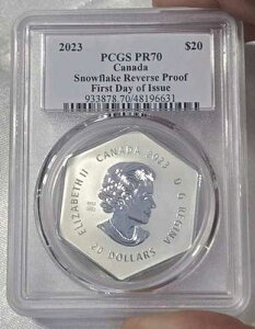 2023�N 25�h�� �J�i�_ 1�I���X �V���o�[ �X�m�[�t���[�N ���o�[�X �v���[�t PCGS PR70 FDOI �u�����g �T�C������