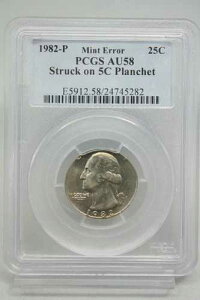 1982�N-P �~���g�G���[ ���V���g�� �N�H�[�^�[ 5C �v�����V�F�b�g���� PCGS AU 58 #5282