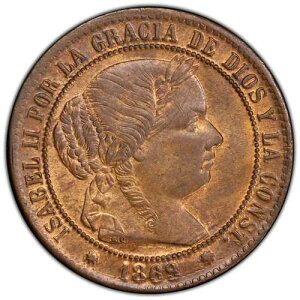 �X�y�C���F1868�N-OM 2 1/2�Z���e�B���X PCGS MS64BN ? �B�ꂩ�ō�����PCGS BU�A�킸��7���̂�