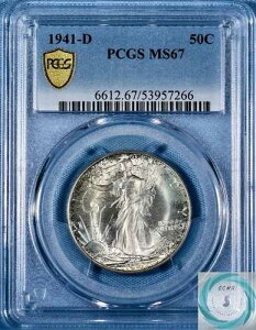 1941-D �E�H�[�L���O�E���o�e�B�E�n�[�t�_���[ PCGS MS67 - �p�X�e���J���[�ƃA�[�V�[�ȃ���