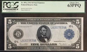 1914�N 5�h���A�M������s�� PCGS 63PPQ �`���C�X �j���[ �T���t�����V�X�R FR 891a Mr. C