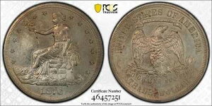 1876�N PCGS UNC �ڍ� OBV 1 REV 2 ���x���ԈႢ �V���o�[ �g���[�h�h�� 1�h���R�C�� #56531A