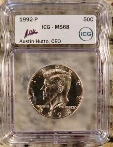 1992-P �P�l�f�B �n�[�t�_���[ MS68 ICG JFK 50�Z���g �� NGC PCGS �N���X�I�[�o�[