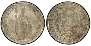 �y���[�B1834�N-���}�G MM AR 8���A���BPCGS MS63�B���}�B���R�̏��_���BKM 142.3�B