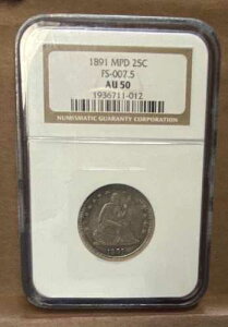 1891�N ���R�̏��_�� 25�Z���g NGC AU50 MPD FS301 �ǍD�ȐF���Ƒō�