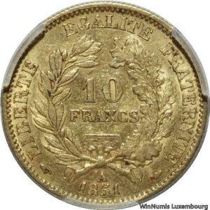 G1762 ���A 10 �t���� �Z���X 1851 A �p�� �I���C�� �o�X PCGS AU55 SUP-